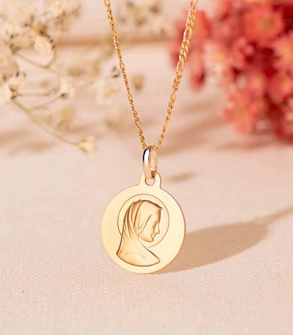 Médaille Chrisme Sablée Or Jaune 750
